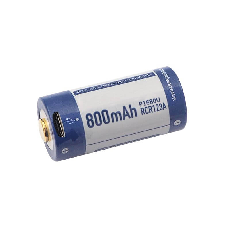 Keeppower 16340 Li-Ion Akku 800mAh micro-USB Lithium Akku