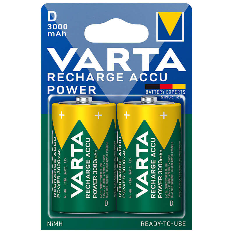 2x Varta Akku D / Mono 3000mAh NiMH Akku