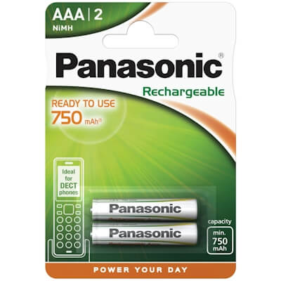 2x Panasonic AAA Akku 750mAh DECT NiMH Akku