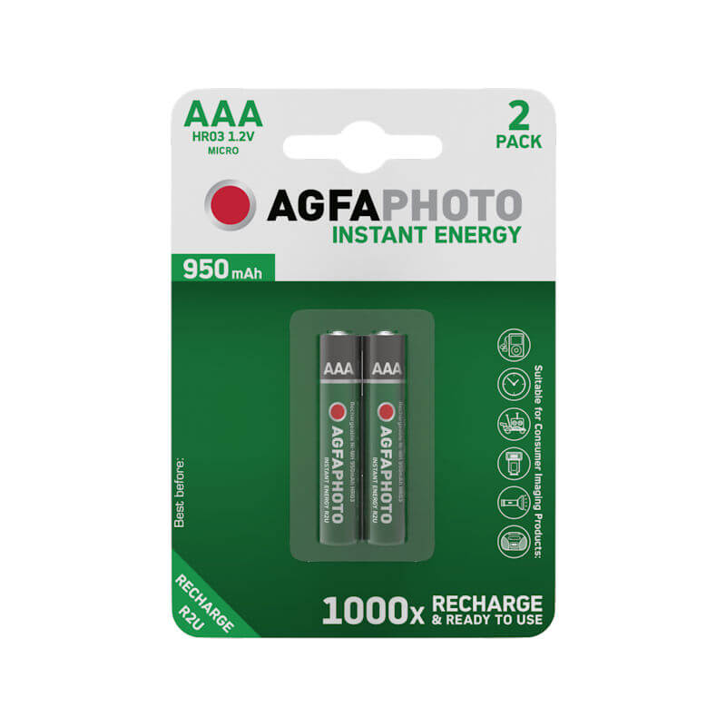 2x AgfaPhoto AAA Akku 950mAh vorgeladen NiMH Akku