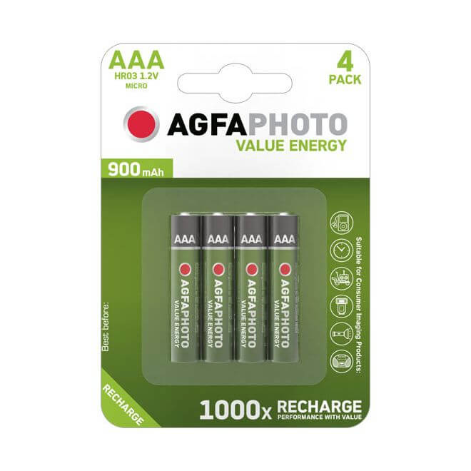 4x AgfaPhoto AAA Akku 900mAh NiMH Akku