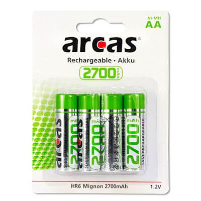 4x Arcas AA Akku 2700mAh NiMH Akku