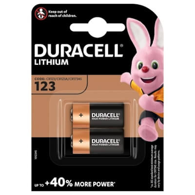 2x Duracell 123 (CR123A) 3V Lithium Batterie Lithium Batterie