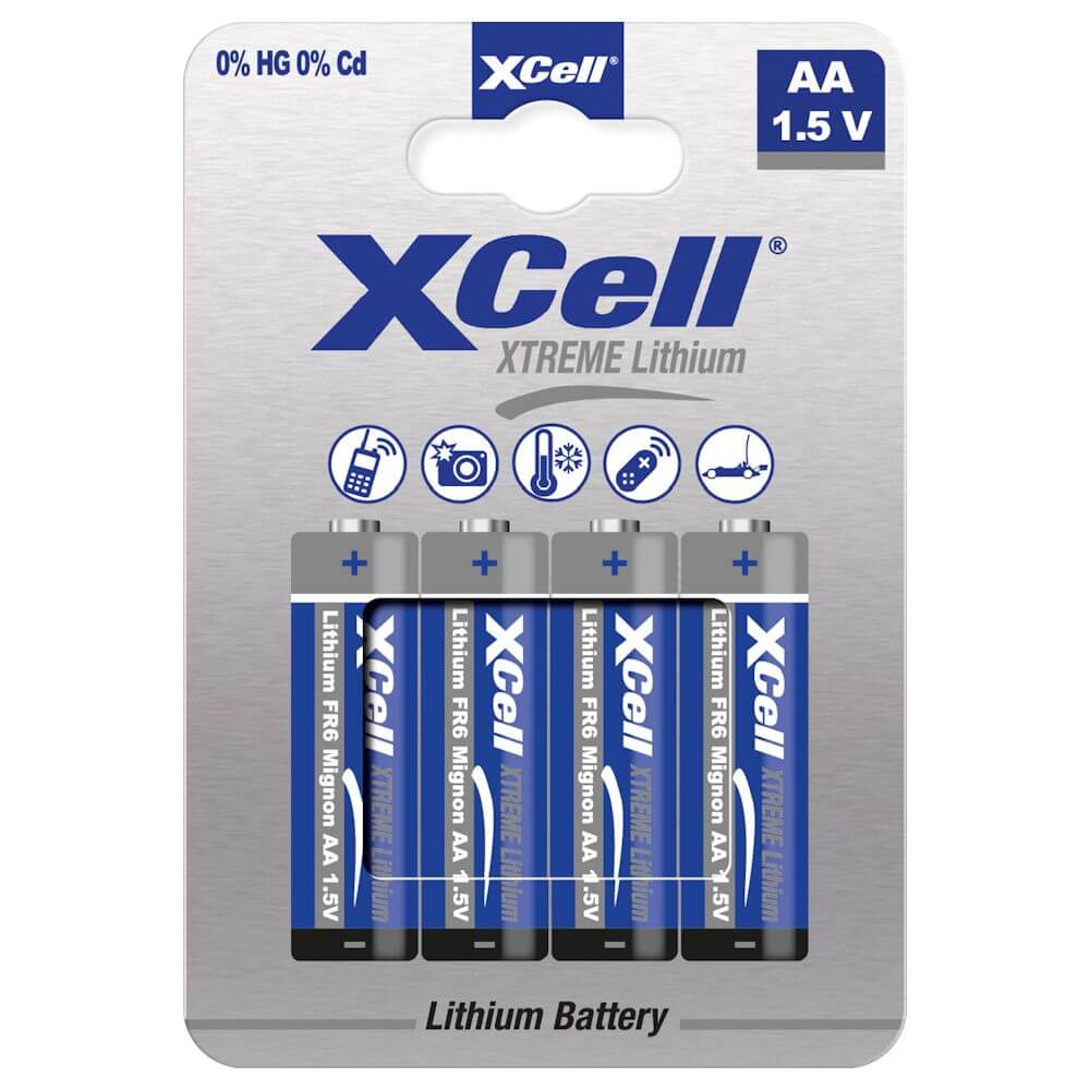 4x XCell XTREME Lithium AA Batterie FR6 Lithium Batterie