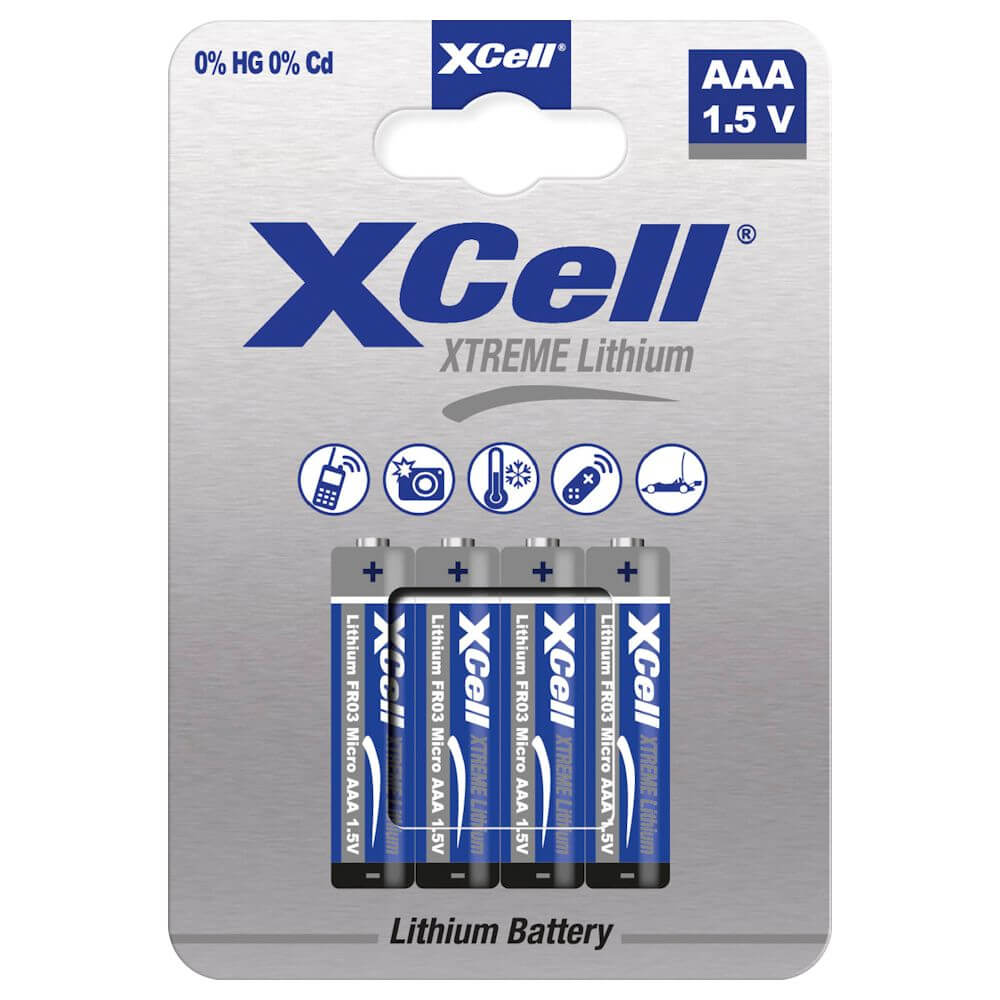 4x XCell XTREME Lithium AAA Batterie FR03 Lithium Batterie