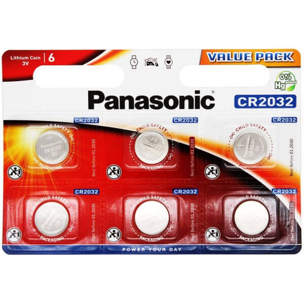6x Panasonic Lithium CR2032 3V Knopfzelle Lithium Knopfzelle