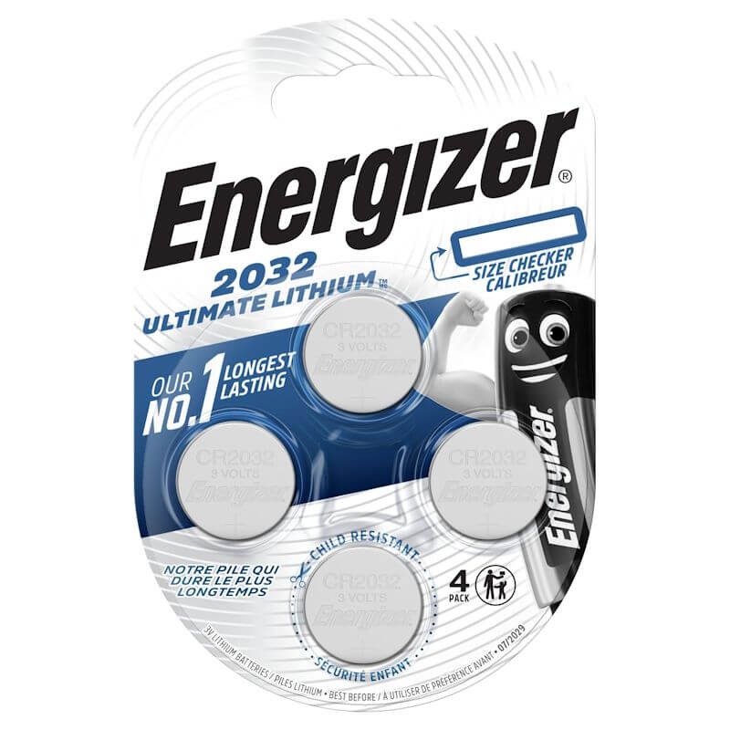 4x Energizer Ultimate Lithium CR2032 3V Knopfzelle Lithium Knopfzelle