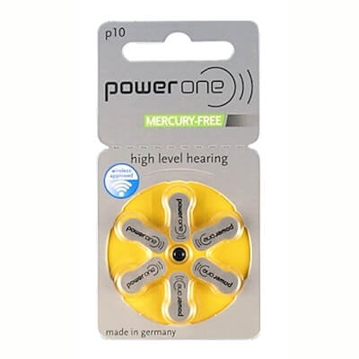 6x Power one p10 (gelb) Hörgerätebatterien Zink Luft Knopfzelle