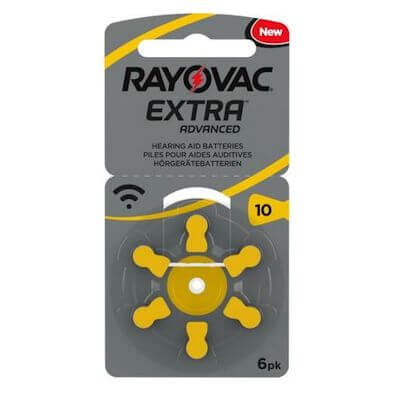 6x Rayovac Extra 10 (gelb) Hörgerätebatterien Zink Luft Knopfzelle