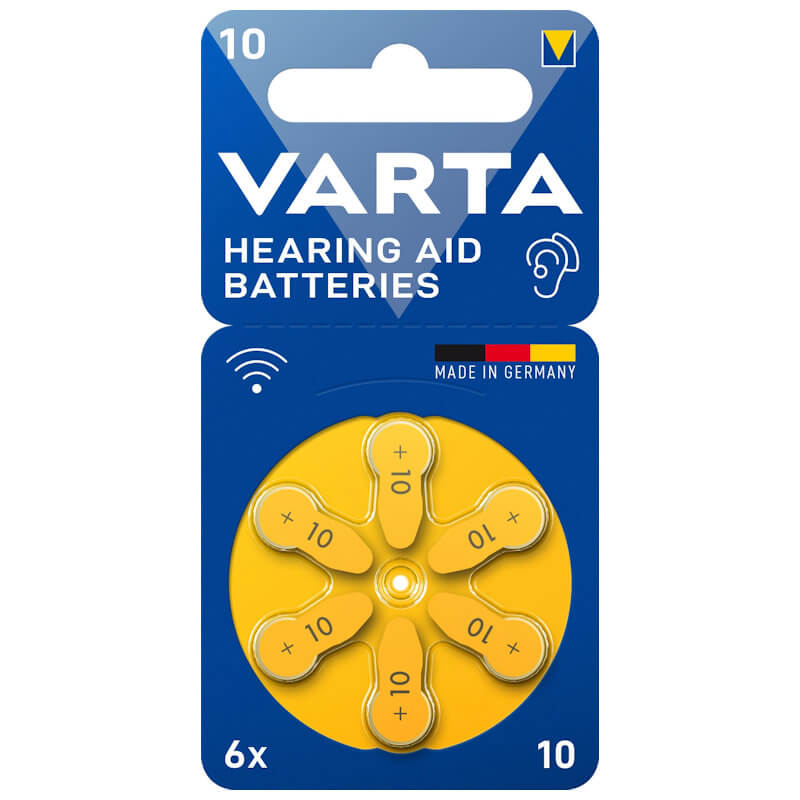 6x Varta 10 (gelb) Hörgerätebatterien Zink Luft Knopfzelle