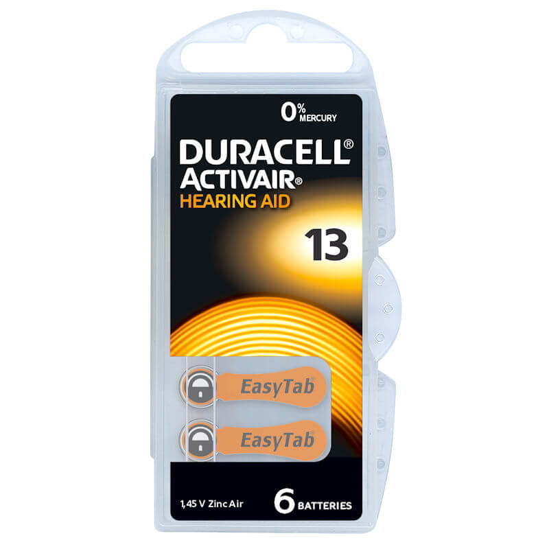 6x Duracell Activair 13 (orange) Hörgerätebatterien Zink Luft Knopfzelle