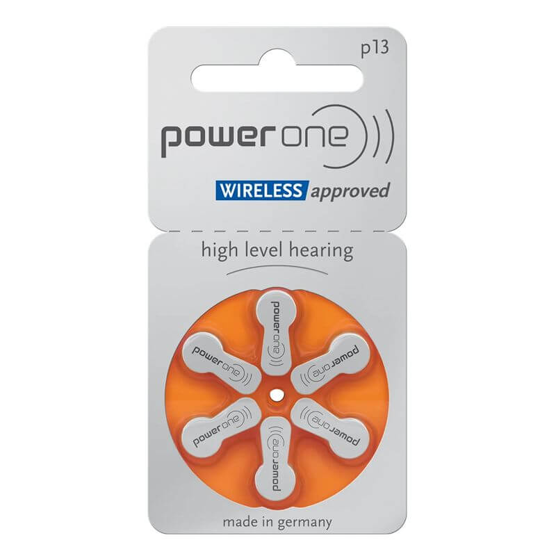 6x Power one p13 (orange) Hörgerätebatterien Zink Luft Knopfzelle