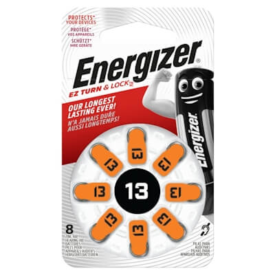 8x Energizer 13 (orange) Hörgerätebatterien Zink Luft Knopfzelle