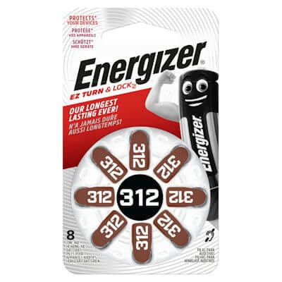 8x Energizer 312 (braun) Hörgerätebatterien Zink Luft Knopfzelle