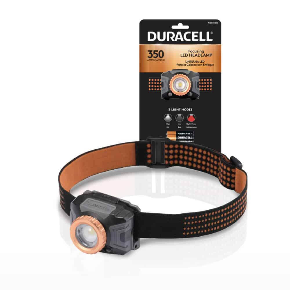 Duracell Stirnlampe 350 Lumen Focus mit AAA Batterien Stirnlampe Taschenlampe