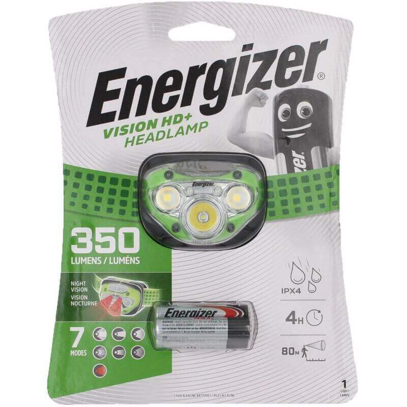 Energizer Vision HD+ 350 Stirnlampe mit AAA Batterien Stirnlampe Taschenlampe