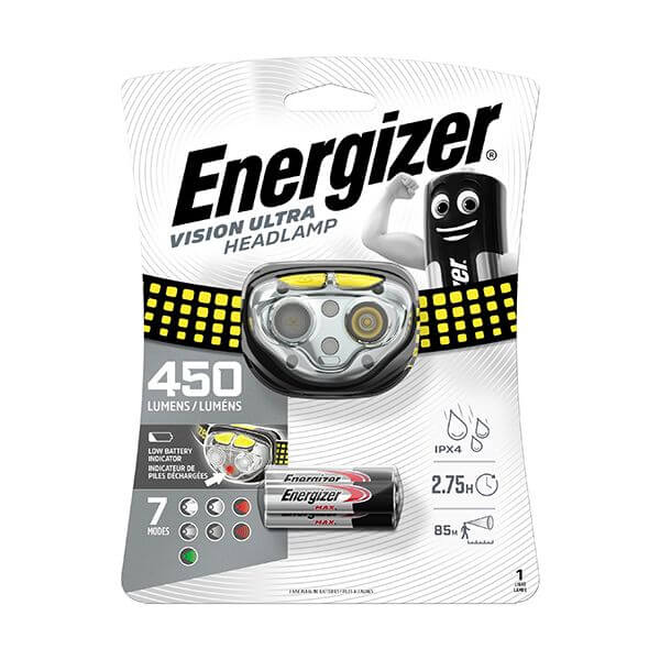 Energizer Vision Ultra 450 Stirnlampe mit AAA Batterien Stirnlampe Taschenlampe