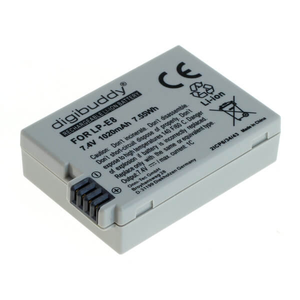 digibuddy Akku kompatibel zu Canon LP-E8 Li-Ion Lithium Akku