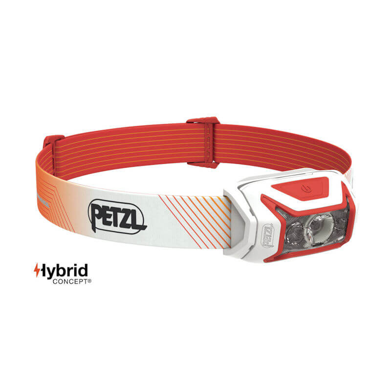 Petzl Actik Core Stirnlampe rot mit Akku Stirnlampe Taschenlampe