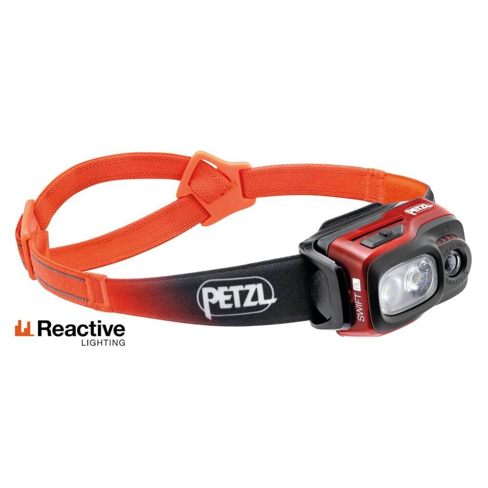 Petzl Swift RL Stirnlampe orange mit Akku Stirnlampe Taschenlampe