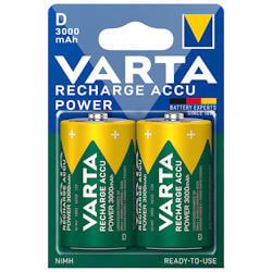 2x Varta Akku D / Mono 3000mAh 1.2 Volt