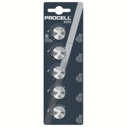 5x Procell CR2025 3V Lithium Knopfzelle