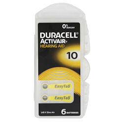6x Duracell Activair 10 (gelb) Hörgerätebatterien