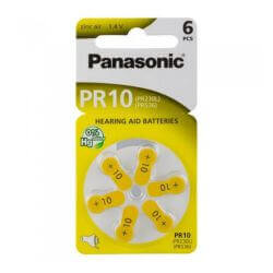6x Panasonic PR10 (gelb) Hörgerätebatterien
