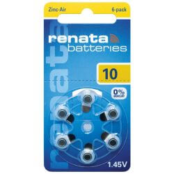 6x Renata 10 (gelb) Hörgerätebatterien 1.45 Volt