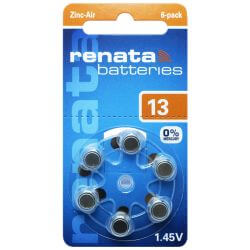 6x Renata 13 (orange) Hörgerätebatterien 1.45 Volt