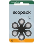 6x ecopack 13 (orange) Hörgerätebatterien 1.45 Volt