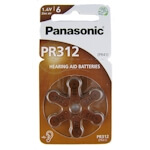 6x Panasonic PR312 (braun) Hörgerätebatterien