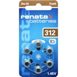 6x Renata 312 (braun) Hörgerätebatterien 1.45 Volt