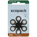 6x ecopack 312 (braun) Hörgerätebatterien 1.45 Volt