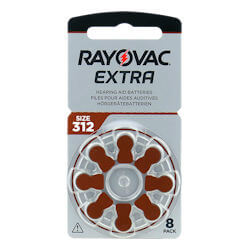 8x Rayovac Extra 312 (braun) Hörgerätebatterien