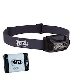 Petzl Actik Stirnlampe schwarz + Core 2 Akku